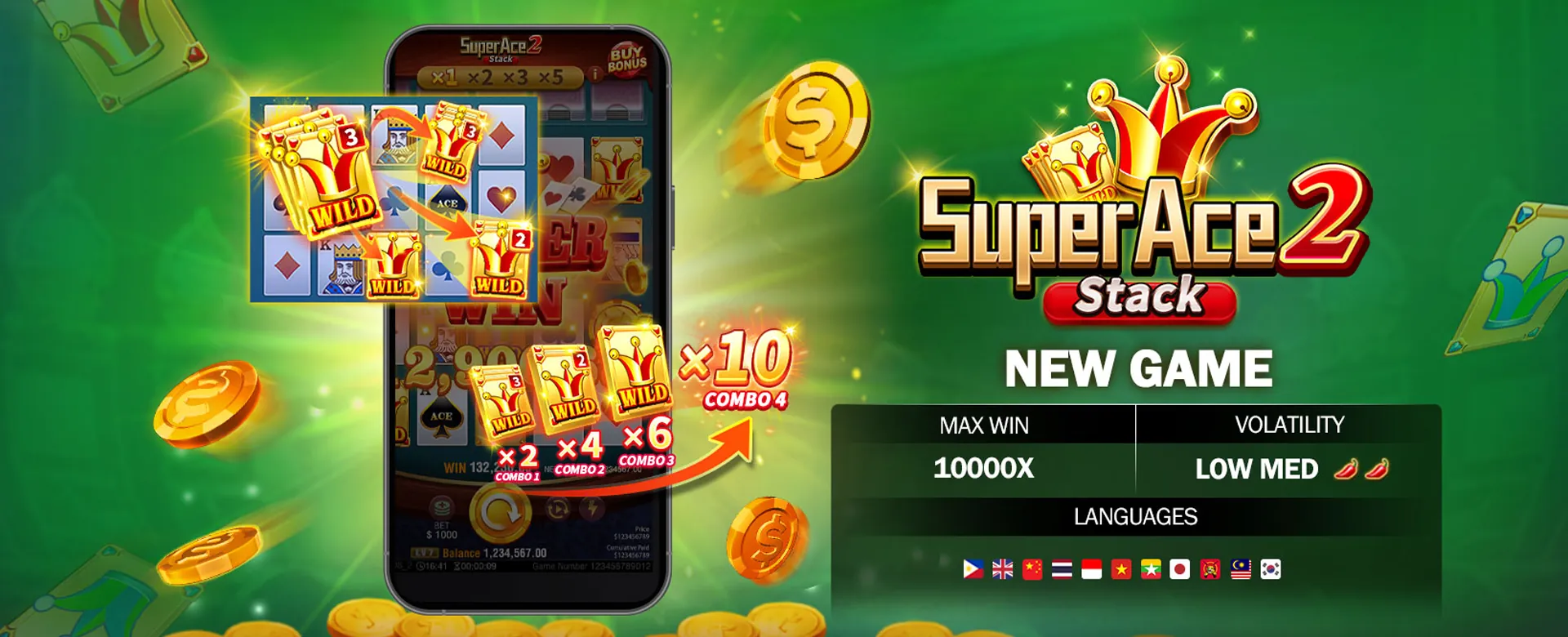 phdream Welcome Bonus Banner showing gold coins and casino elements